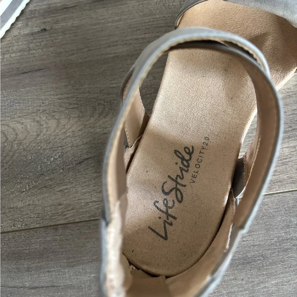 Women's Gray Lifestride Zip Up Sandals - Picture 4 of 7